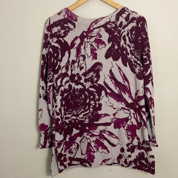 Soft Surroundings NWT Marin Waffle Knit Floral Print Sweater size Medium Fall - Picture 2 of 8